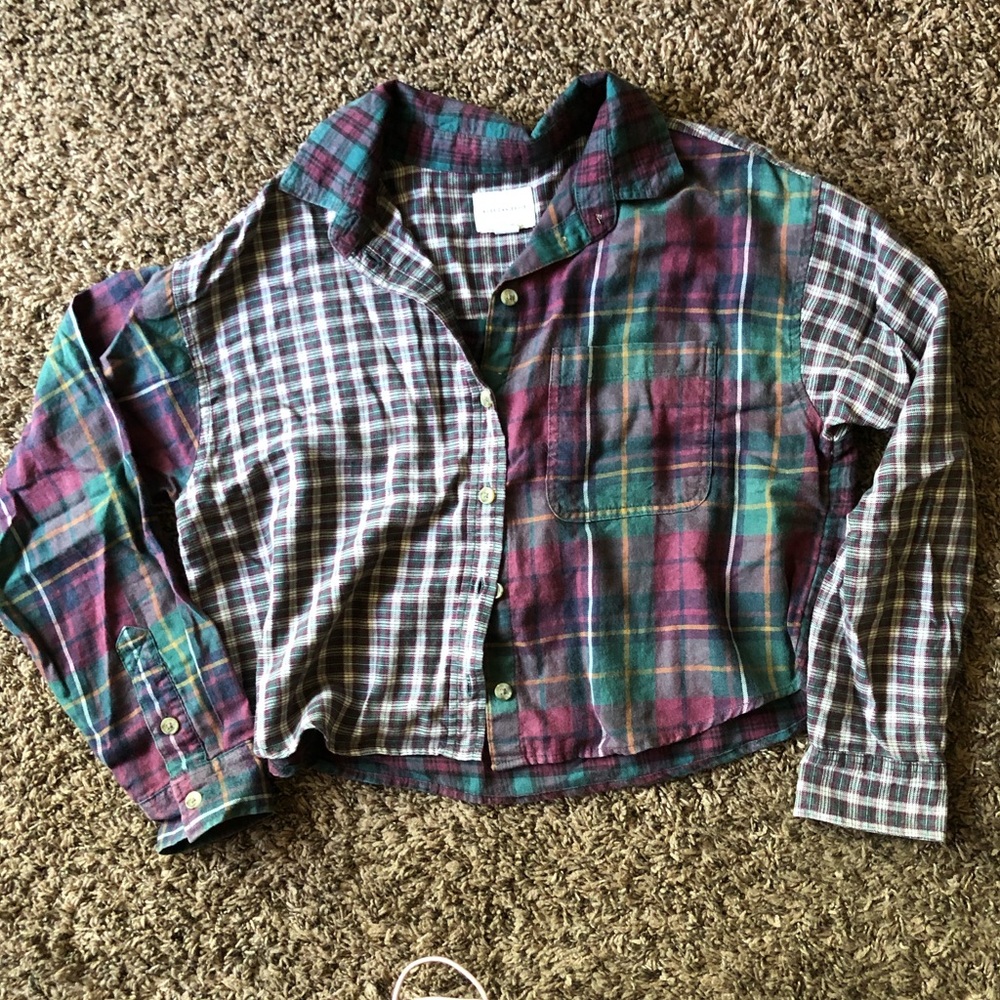 Cropped multi pattern flannel - Picture 2 of 4